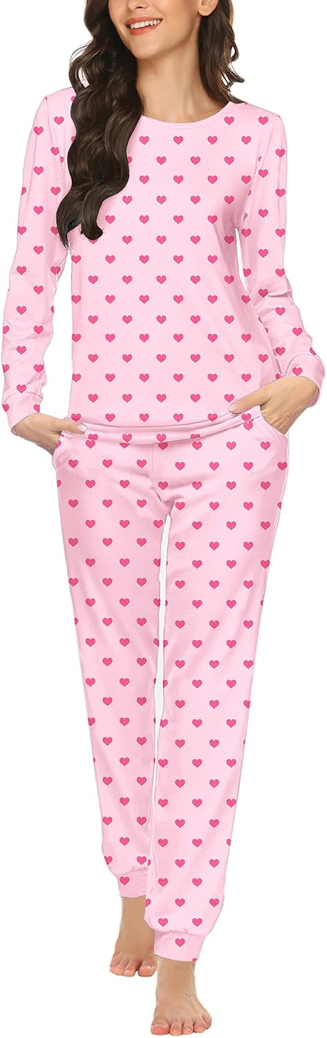 Ekouaer Womens Jogger Pajama Sets Long Sleeve Sleepwear Lounge Sets XS-XXL