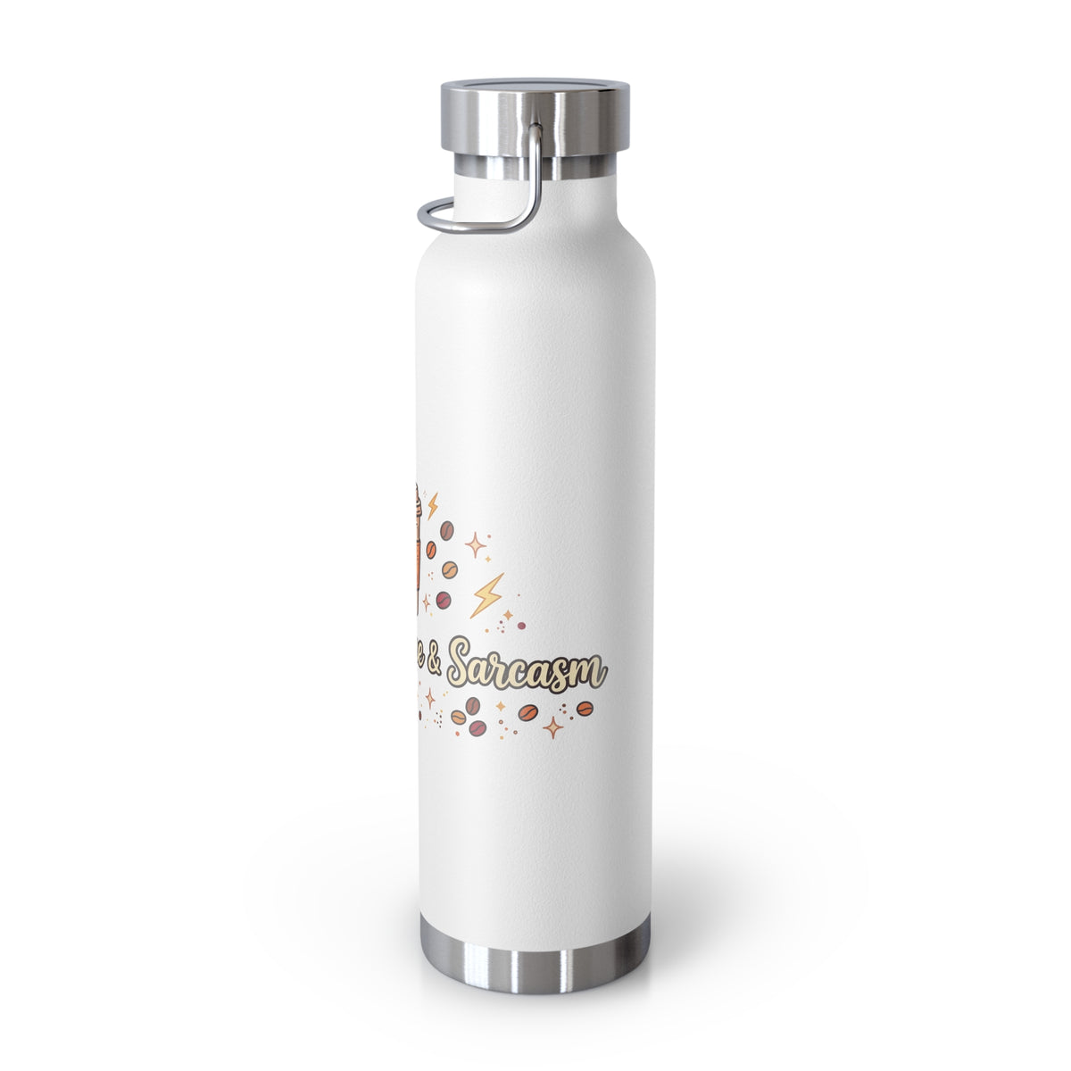 Fueled by Coffee & Sarcasm — Funny 22oz Copper Vacuum Insulated Bottle