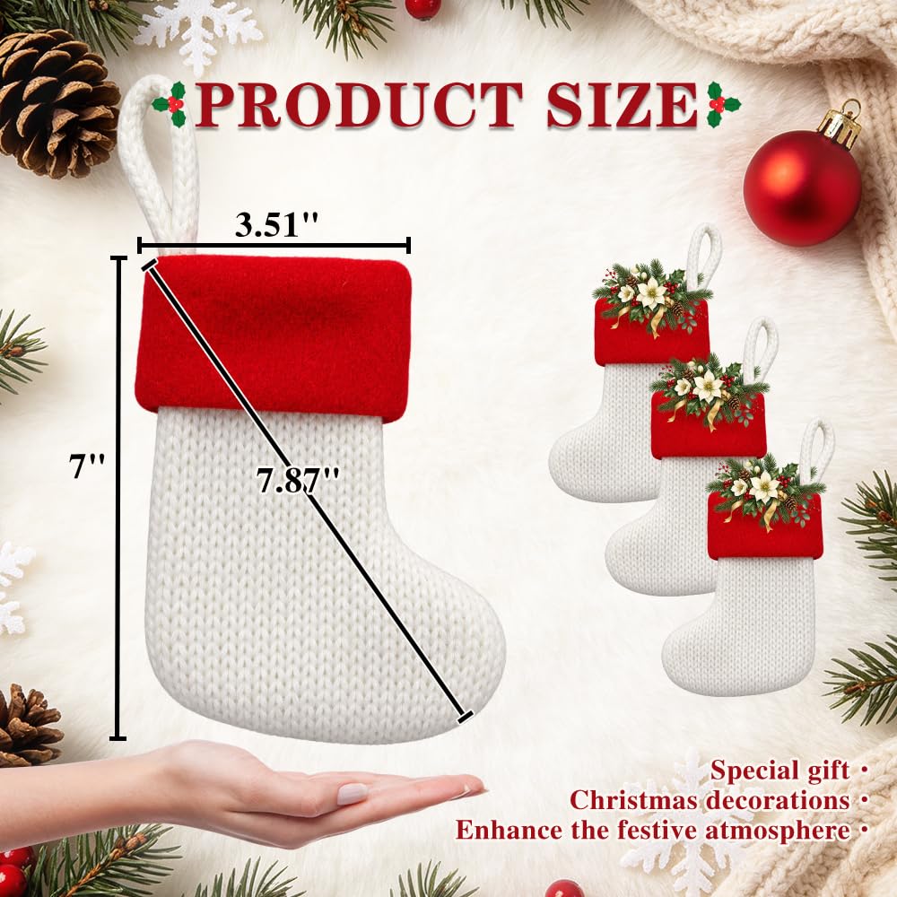 6 Pack Christmas Stockings18 Large Red Plush Christmas Stockings with White Faux Fur Cuff, Soft Thick Xmas Hanging Stockings for Fireplace Mantel, Family Holiday Decorations