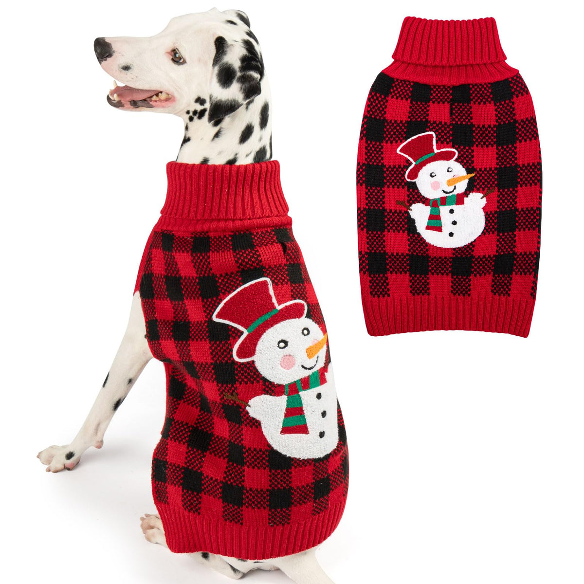 KYEESE Dog Christmas Sweater for Medium Large Dogs, Buffalo Plaid Reindeer