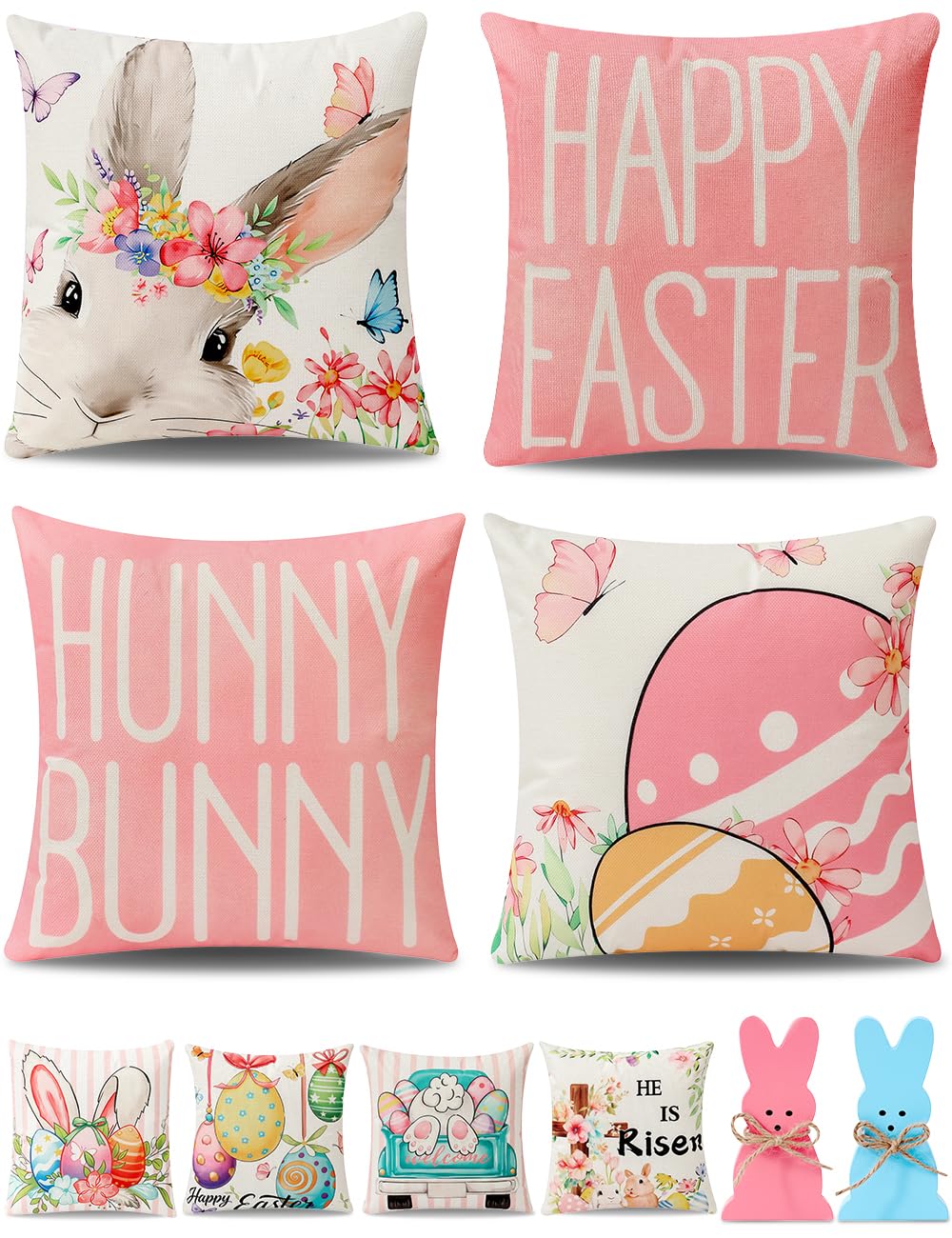 multiwins Christmas Pillow Covers 18x18 4Pcs Double-Sided Print Home Decor