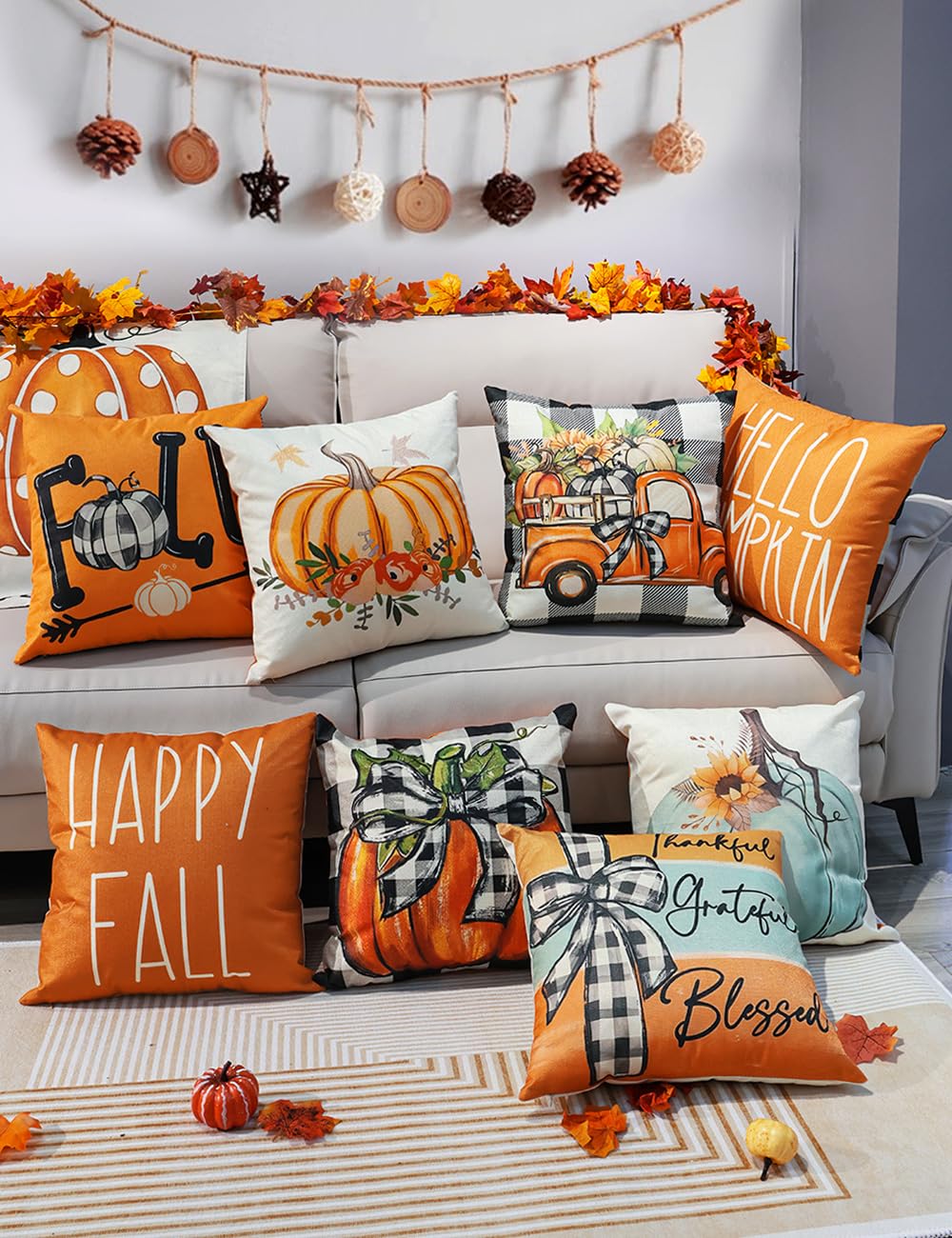 multiwins Christmas Pillow Covers 18x18 4Pcs Double-Sided Print Home Decor