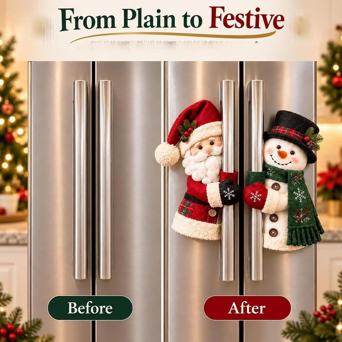 Christmas Santa & Snowman Handle Huggers – Set of 2, Handle Covers (All)