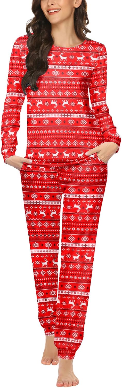 Ekouaer Womens Jogger Pajama Sets Long Sleeve Sleepwear Lounge Sets XS-XXL