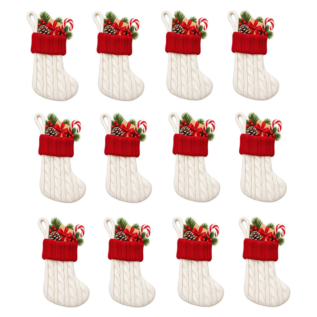 6 Pack Christmas Stockings18 Large Red Plush Christmas Stockings with White Faux Fur Cuff, Soft Thick Xmas Hanging Stockings for Fireplace Mantel, Family Holiday Decorations