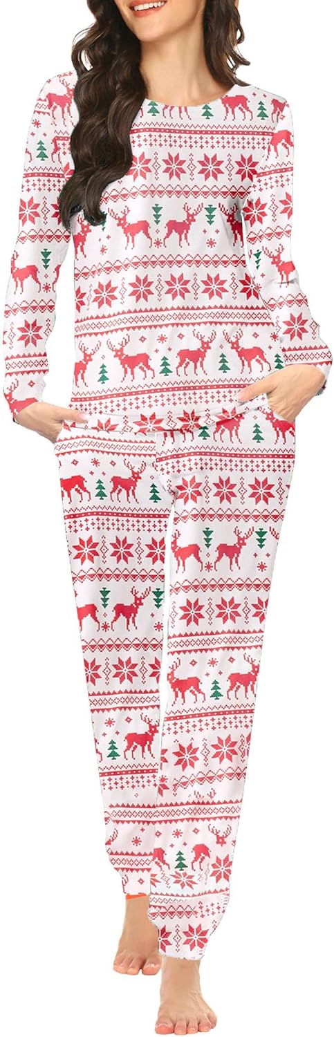 Ekouaer Womens Jogger Pajama Sets Long Sleeve Sleepwear Lounge Sets XS-XXL