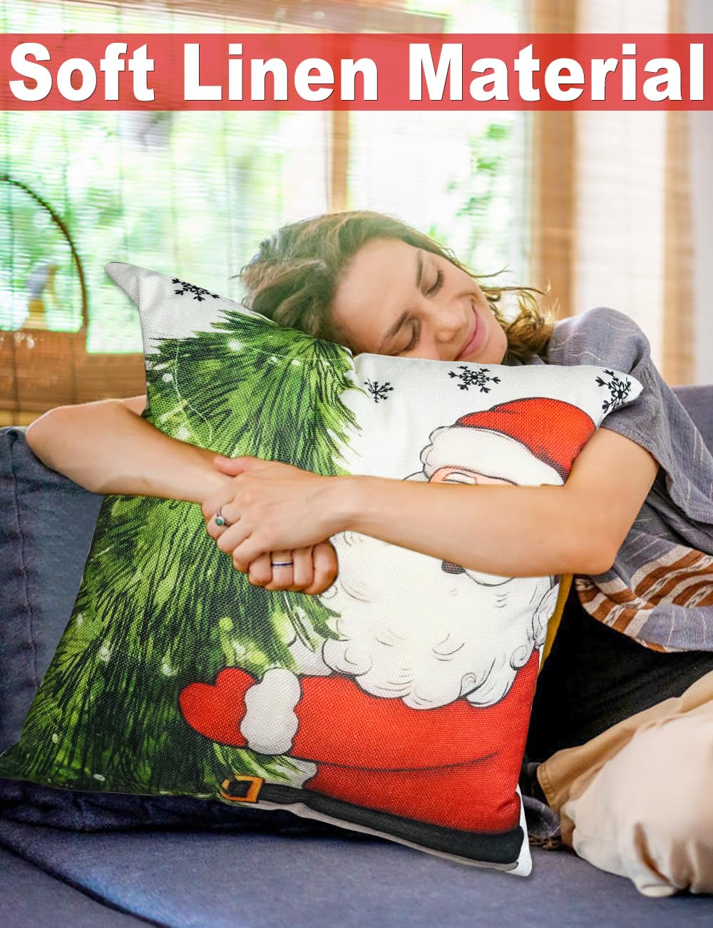 multiwins Christmas Pillow Covers 18x18 4Pcs Double-Sided Print Home Decor