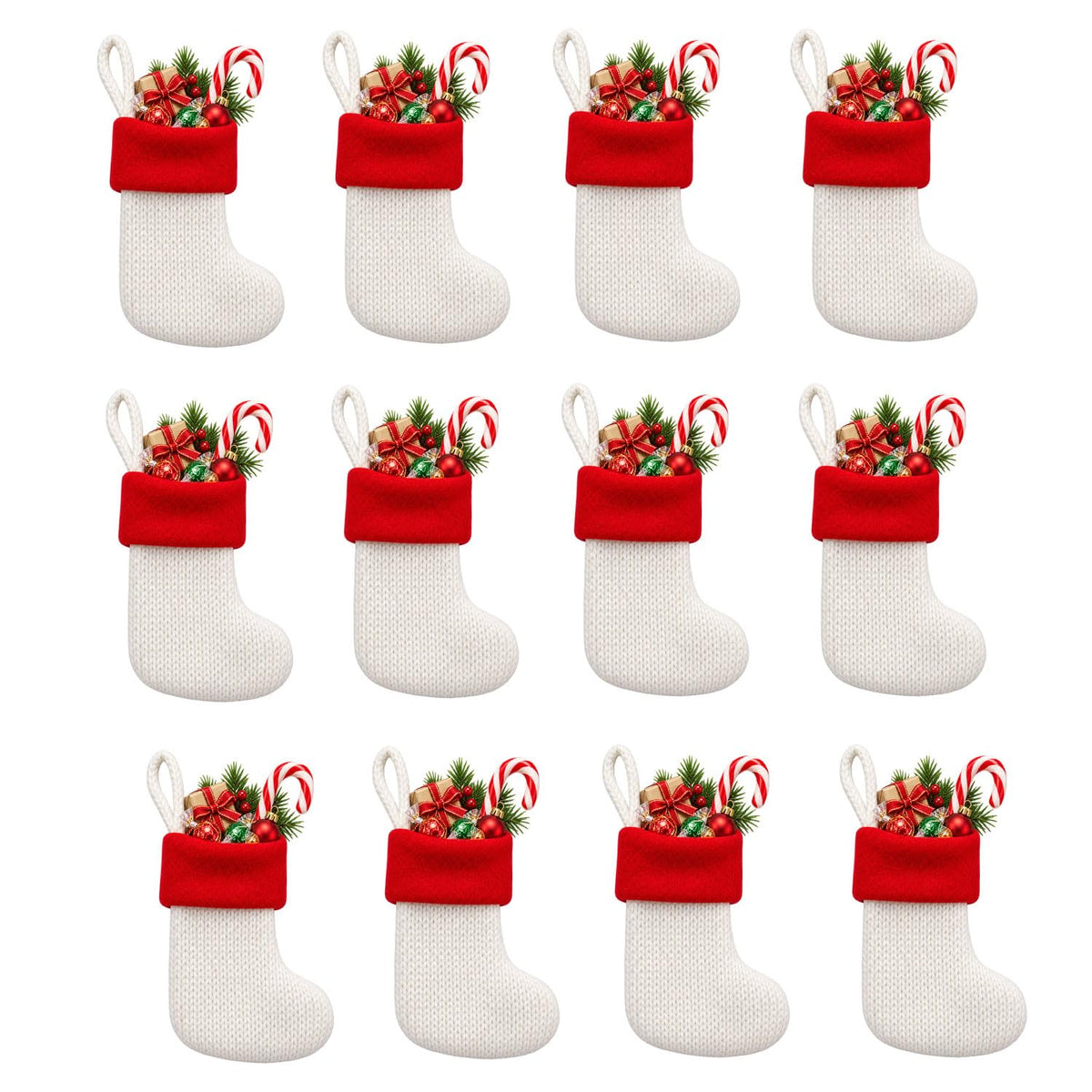 6 Pack Christmas Stockings18 Large Red Plush Christmas Stockings with White Faux Fur Cuff, Soft Thick Xmas Hanging Stockings for Fireplace Mantel, Family Holiday Decorations