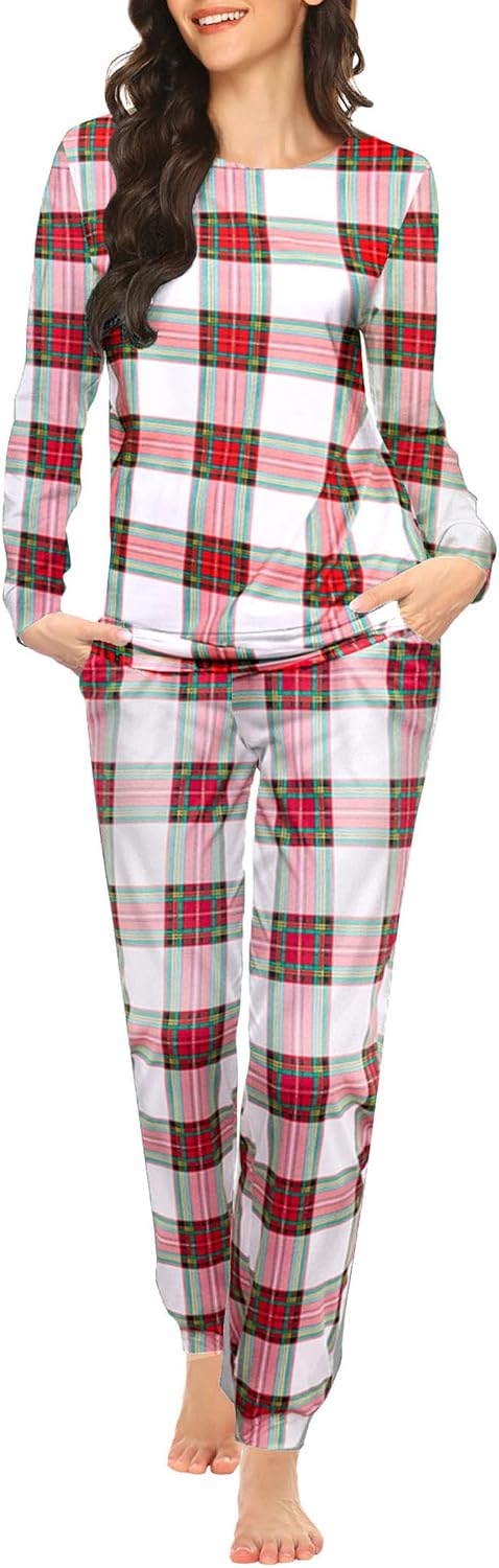 Ekouaer Womens Jogger Pajama Sets Long Sleeve Sleepwear Lounge Sets XS-XXL