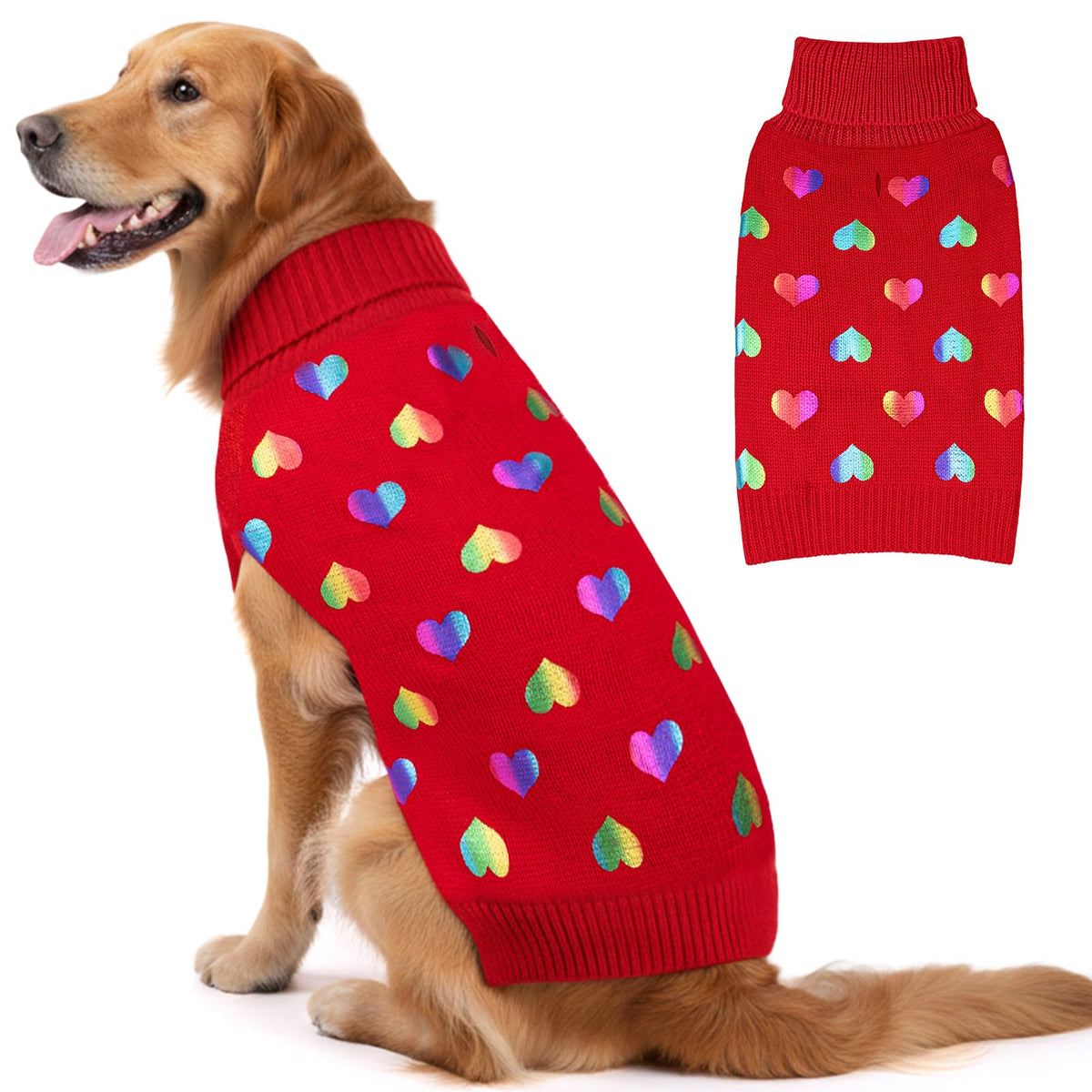 KYEESE Dog Christmas Sweater for Medium Large Dogs, Buffalo Plaid Reindeer