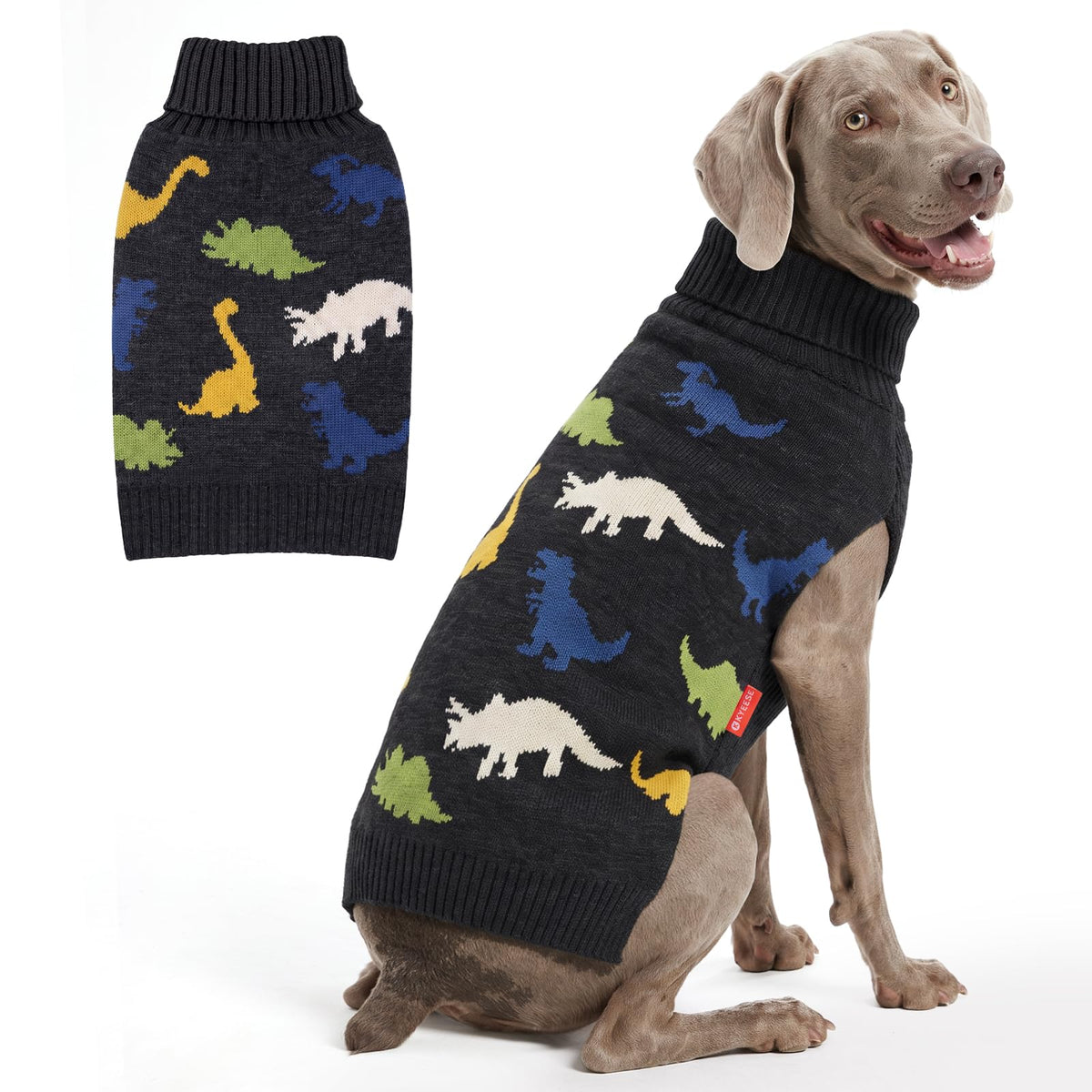 KYEESE Dog Christmas Sweater for Medium Large Dogs, Buffalo Plaid Reindeer