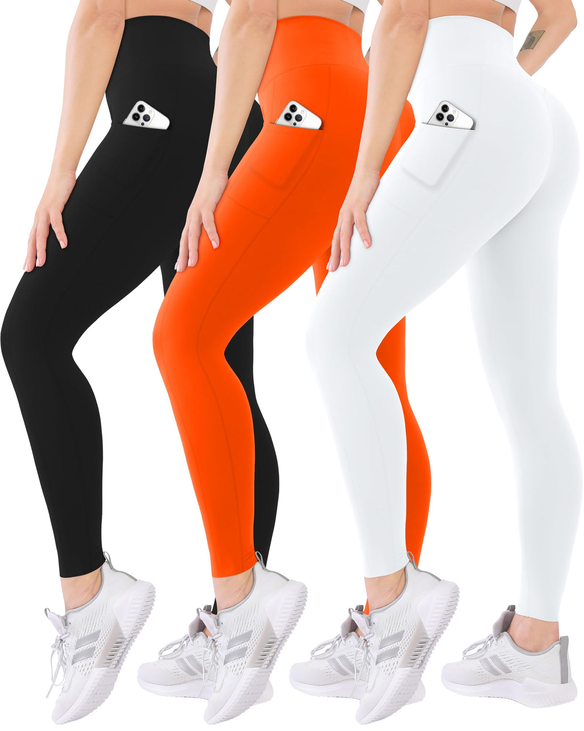 Blisset 3 Pack High Waisted Leggings for Women with Pockets Soft Active Compression Pants for Yoga Running & Daily Wear
