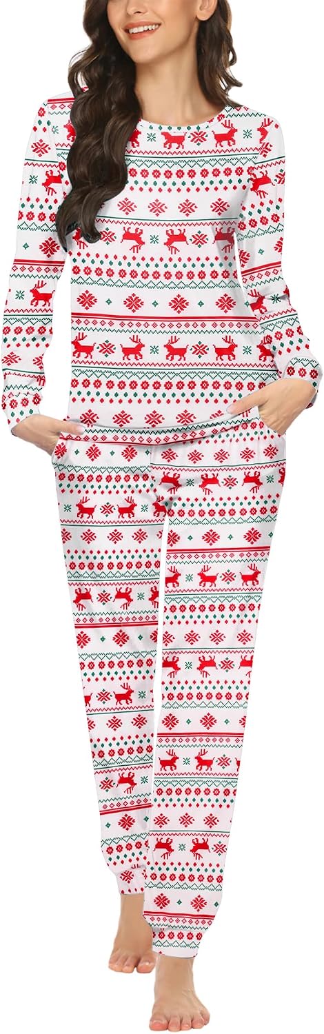 Ekouaer Womens Jogger Pajama Sets Long Sleeve Sleepwear Lounge Sets XS-XXL