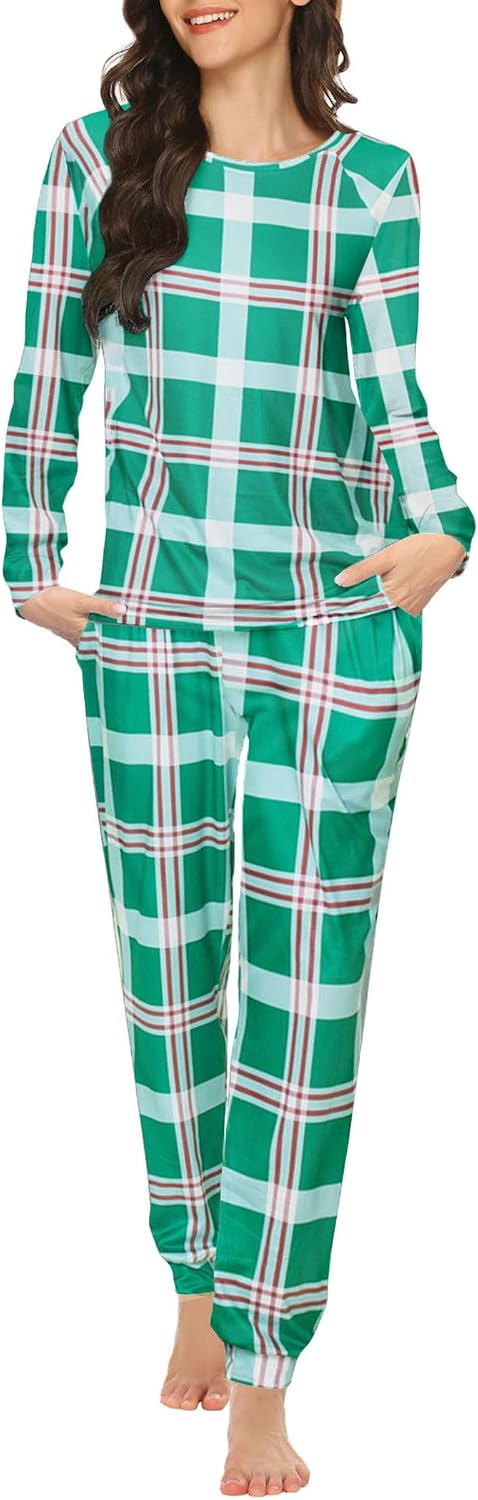 Ekouaer Womens Jogger Pajama Sets Long Sleeve Sleepwear Lounge Sets XS-XXL