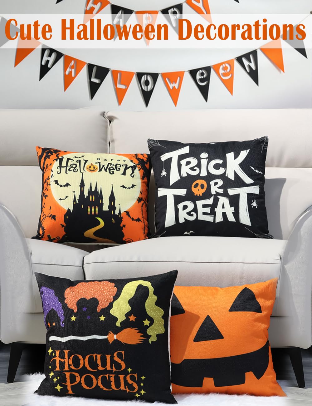 multiwins Christmas Pillow Covers 18x18 4Pcs Double-Sided Print Home Decor
