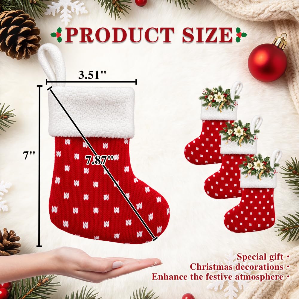6 Pack Christmas Stockings18 Large Red Plush Christmas Stockings with White Faux Fur Cuff, Soft Thick Xmas Hanging Stockings for Fireplace Mantel, Family Holiday Decorations