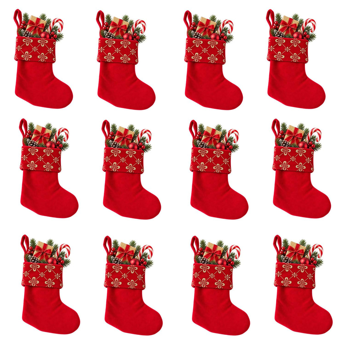 6 Pack Christmas Stockings18 Large Red Plush Christmas Stockings with White Faux Fur Cuff, Soft Thick Xmas Hanging Stockings for Fireplace Mantel, Family Holiday Decorations