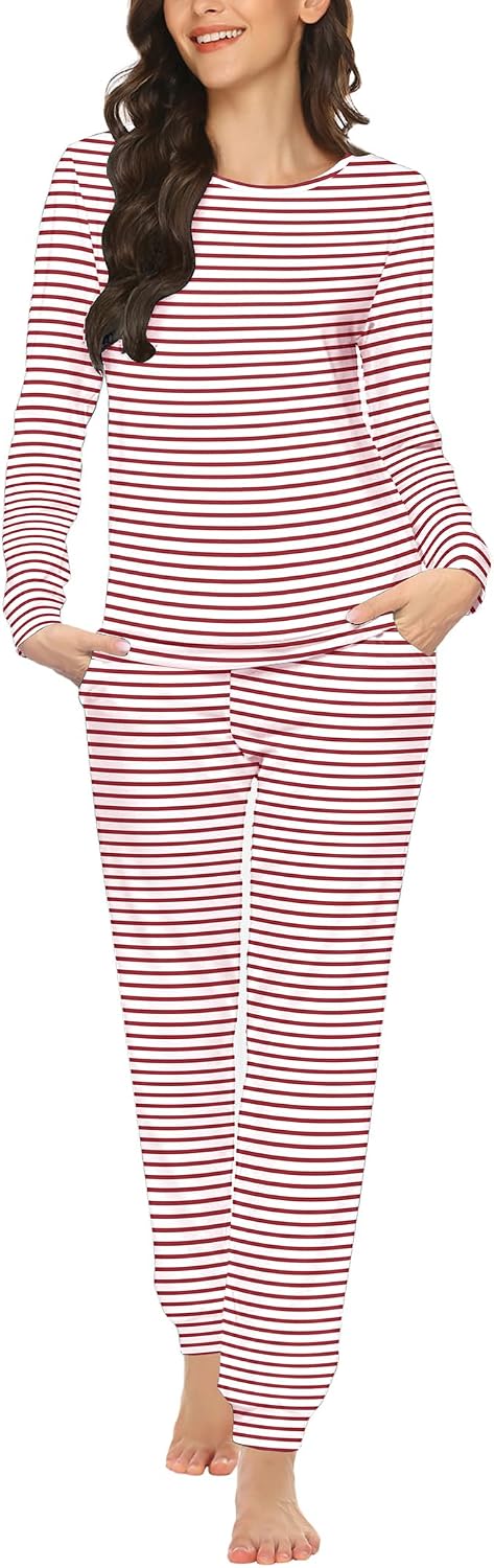 Ekouaer Womens Jogger Pajama Sets Long Sleeve Sleepwear Lounge Sets XS-XXL
