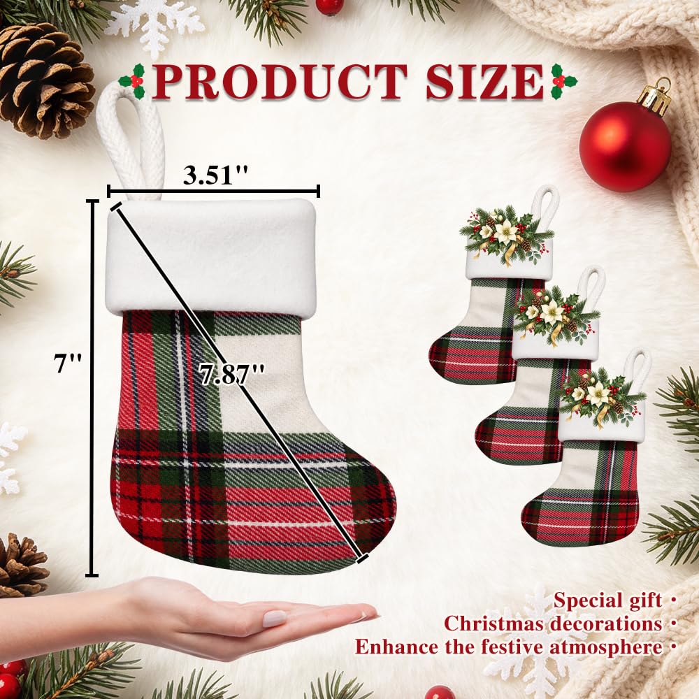 6 Pack Christmas Stockings18 Large Red Plush Christmas Stockings with White Faux Fur Cuff, Soft Thick Xmas Hanging Stockings for Fireplace Mantel, Family Holiday Decorations