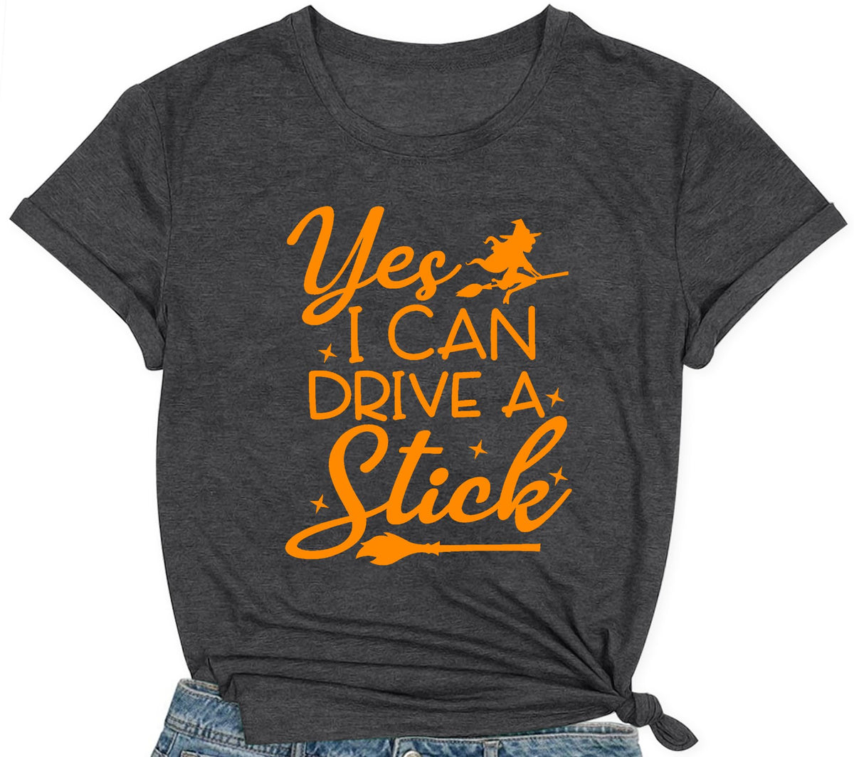 Women Halloween Shirt Why Yes I Can Drive A Stick Tshirt Halloween Witch Sarcastic Tee Tops