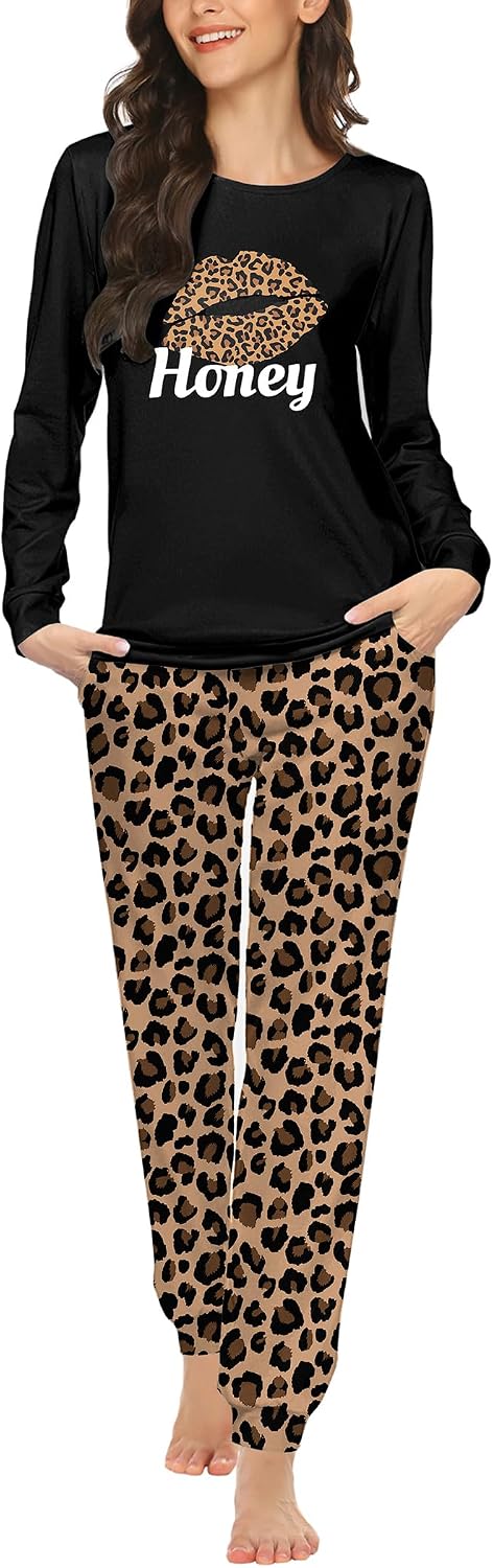 Ekouaer Womens Jogger Pajama Sets Long Sleeve Sleepwear Lounge Sets XS-XXL