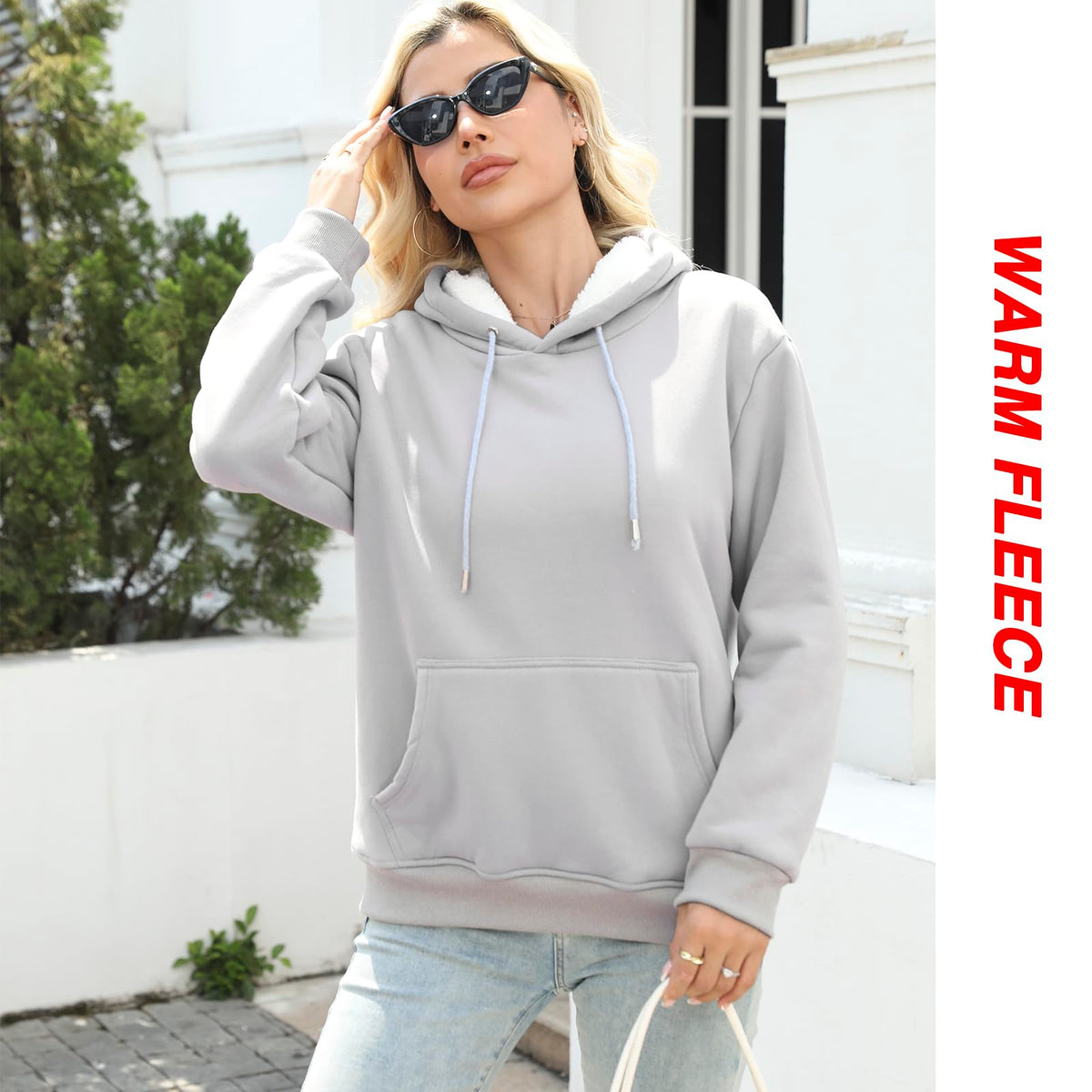 Women's Sherpa Lined Hoodie, Warm Fleece Pullover Sweatshirt with Pocket