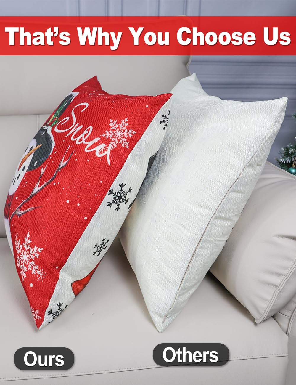 multiwins Christmas Pillow Covers 18x18 4Pcs Double-Sided Print Home Decor