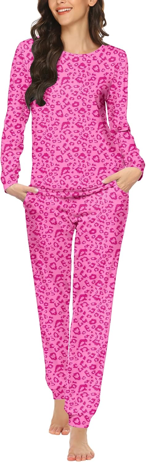 Ekouaer Womens Jogger Pajama Sets Long Sleeve Sleepwear Lounge Sets XS-XXL