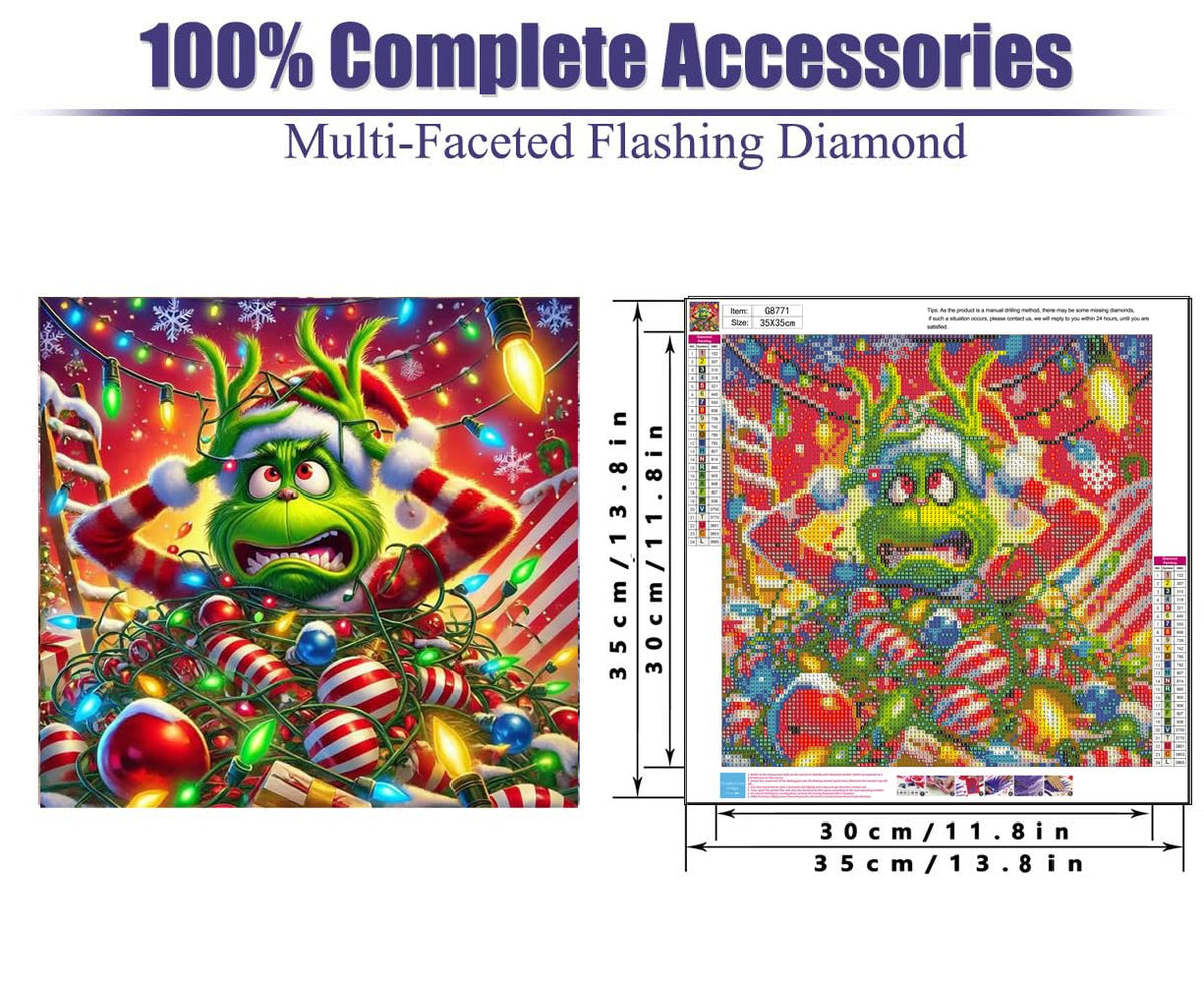 MjhRcll Christmas Diamond Art Kits for Adults,5D Diamond Painting Kits Full Round Drill,Diamond Dots Mosaic Kits for Home Decor 14X14 Inch