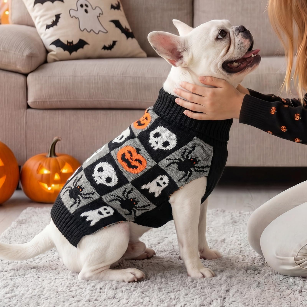 KYEESE Dog Christmas Sweater for Medium Large Dogs, Buffalo Plaid Reindeer