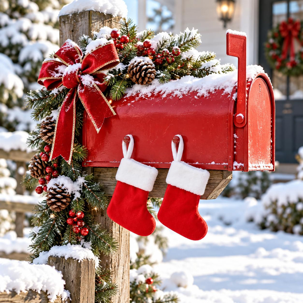 6 Pack Christmas Stockings18 Large Red Plush Christmas Stockings with White Faux Fur Cuff, Soft Thick Xmas Hanging Stockings for Fireplace Mantel, Family Holiday Decorations