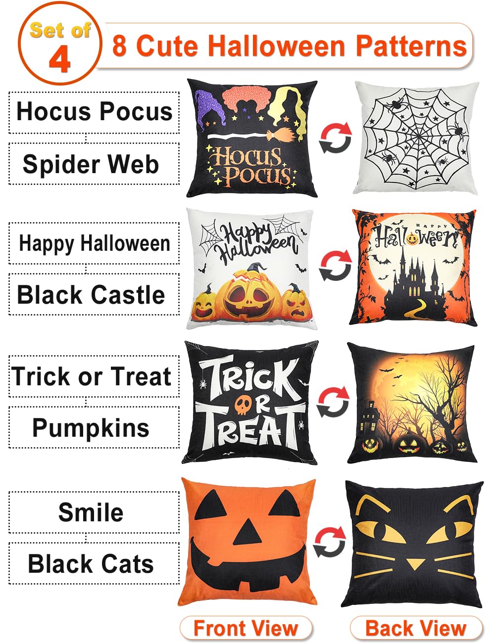 multiwins Christmas Pillow Covers 18x18 4Pcs Double-Sided Print Home Decor