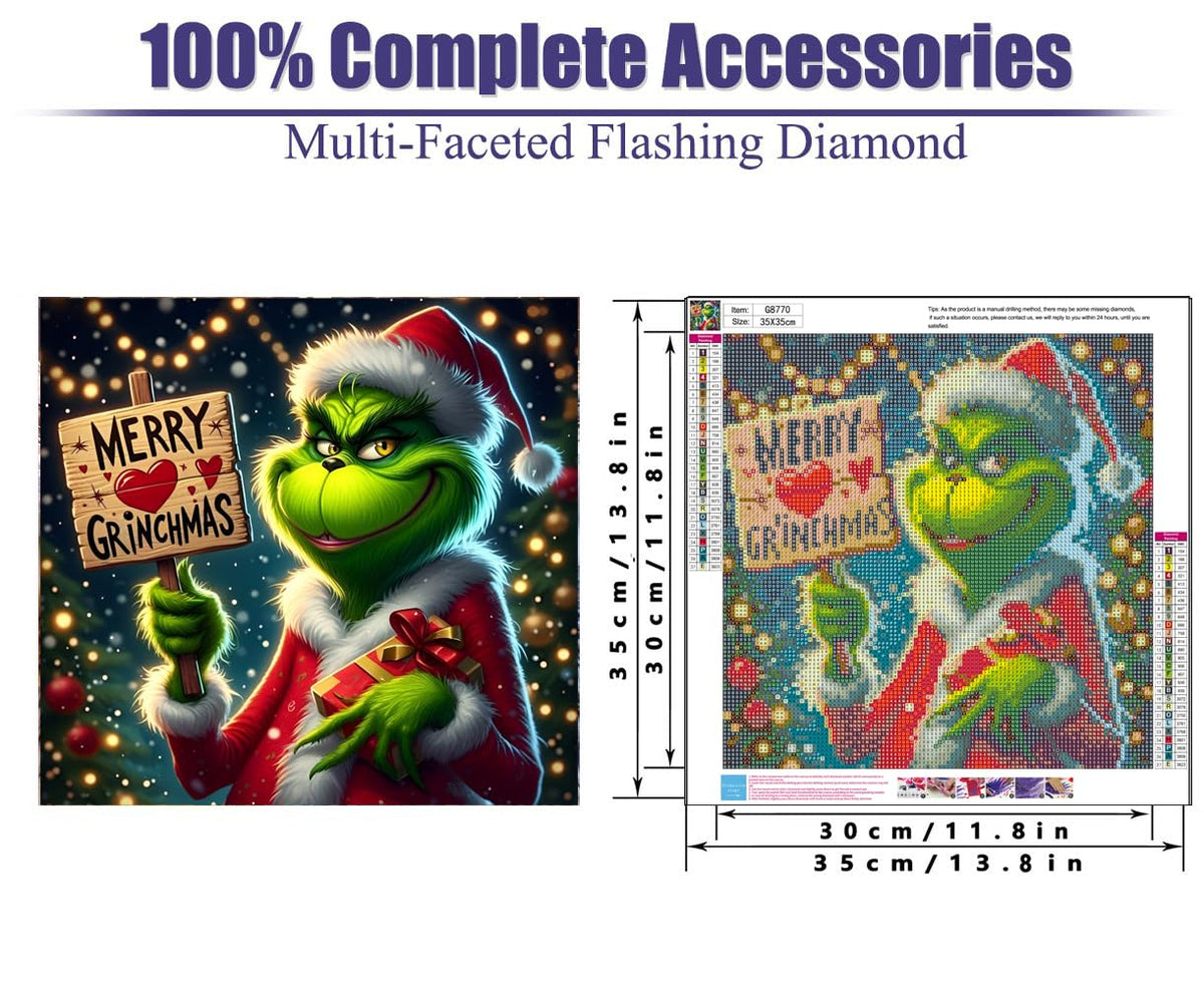 MjhRcll Christmas Diamond Art Kits for Adults,5D Diamond Painting Kits Full Round Drill,Diamond Dots Mosaic Kits for Home Decor 14X14 Inch