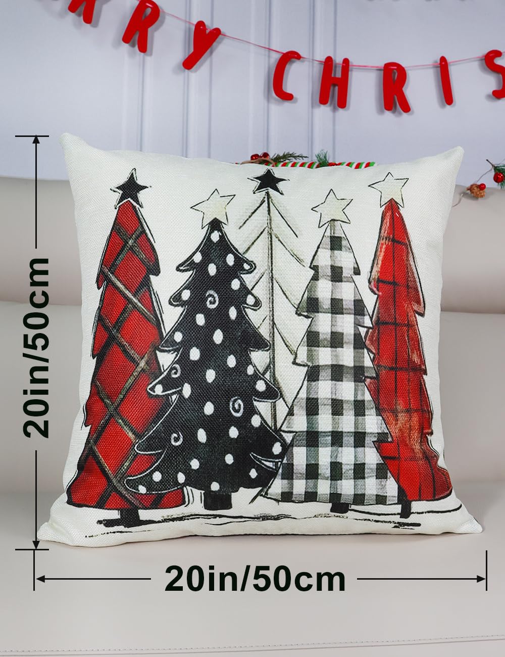 multiwins Christmas Pillow Covers 18x18 4Pcs Double-Sided Print Home Decor