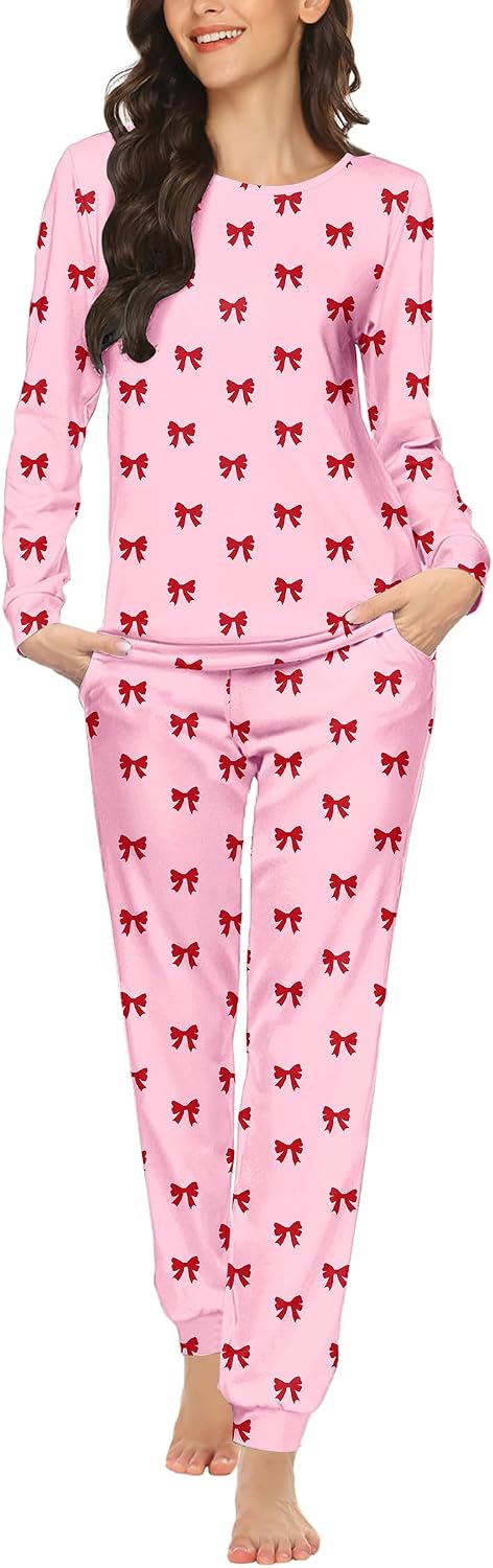 Ekouaer Womens Jogger Pajama Sets Long Sleeve Sleepwear Lounge Sets XS-XXL