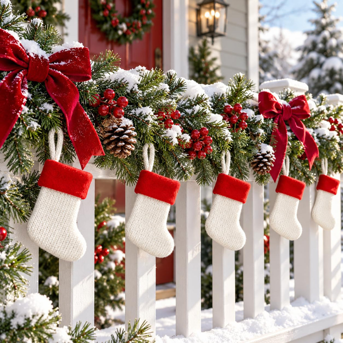 6 Pack Christmas Stockings18 Large Red Plush Christmas Stockings with White Faux Fur Cuff, Soft Thick Xmas Hanging Stockings for Fireplace Mantel, Family Holiday Decorations