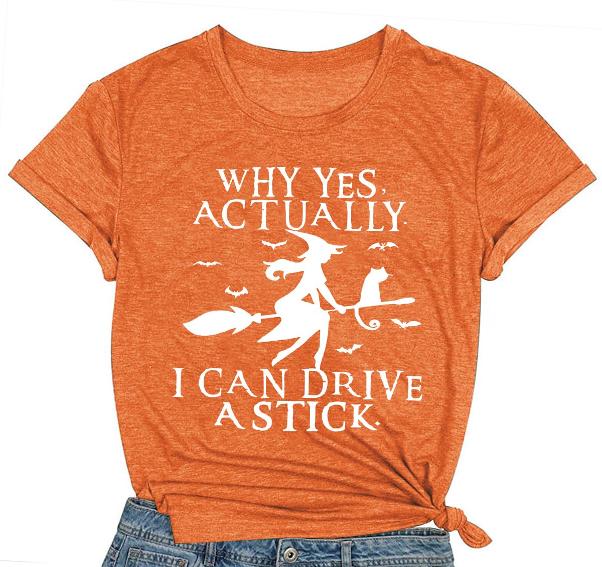 Women Halloween Shirt Why Yes I Can Drive A Stick Tshirt Halloween Witch Sarcastic Tee Tops