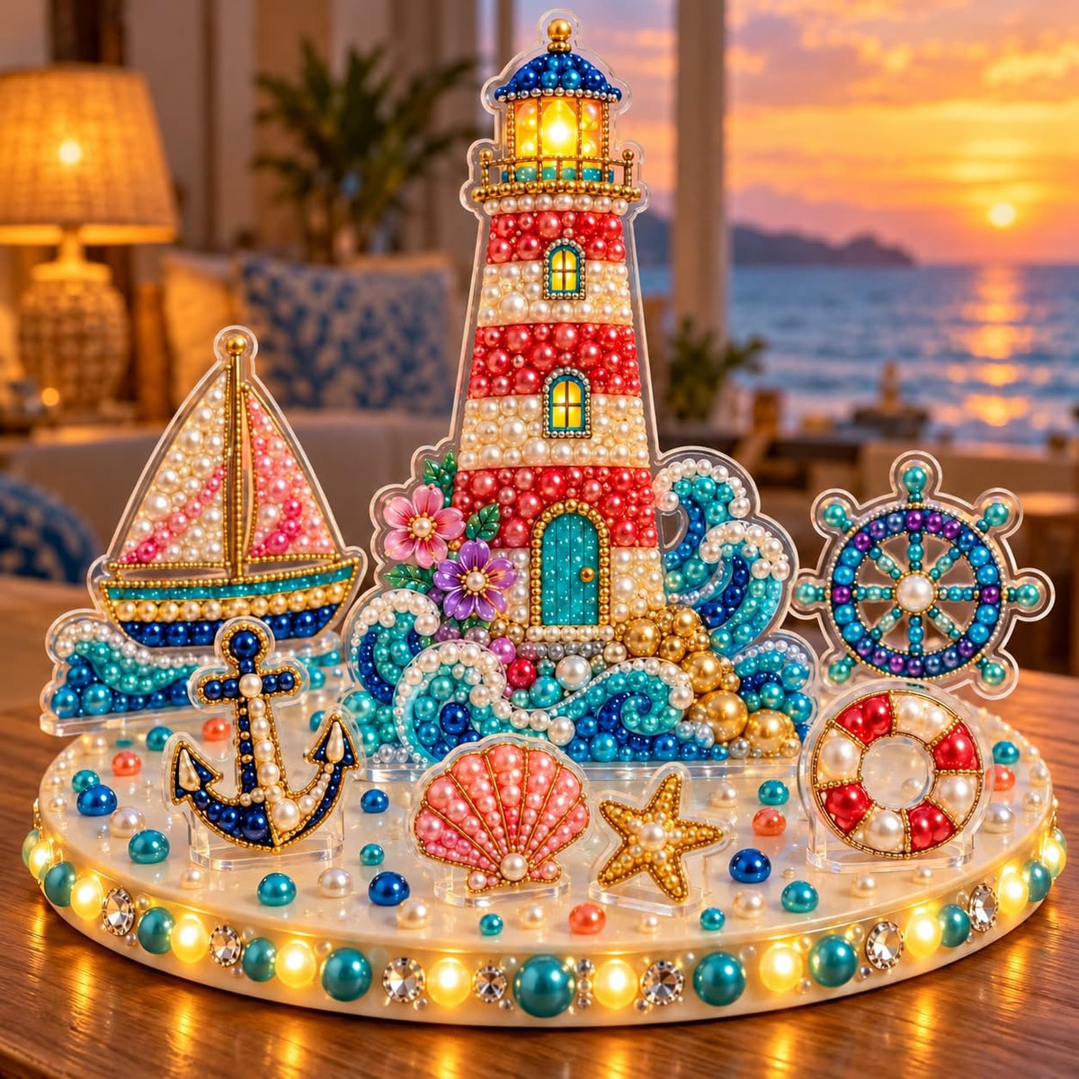 DIY Diamond Painting Christmas Ice Castle Light-Up Tabletop Decor for Adult
