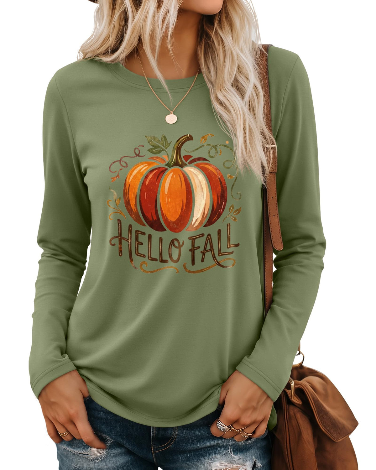 Huukeay Fall Shirts for Women Pumpkin Long Sleeve Tops