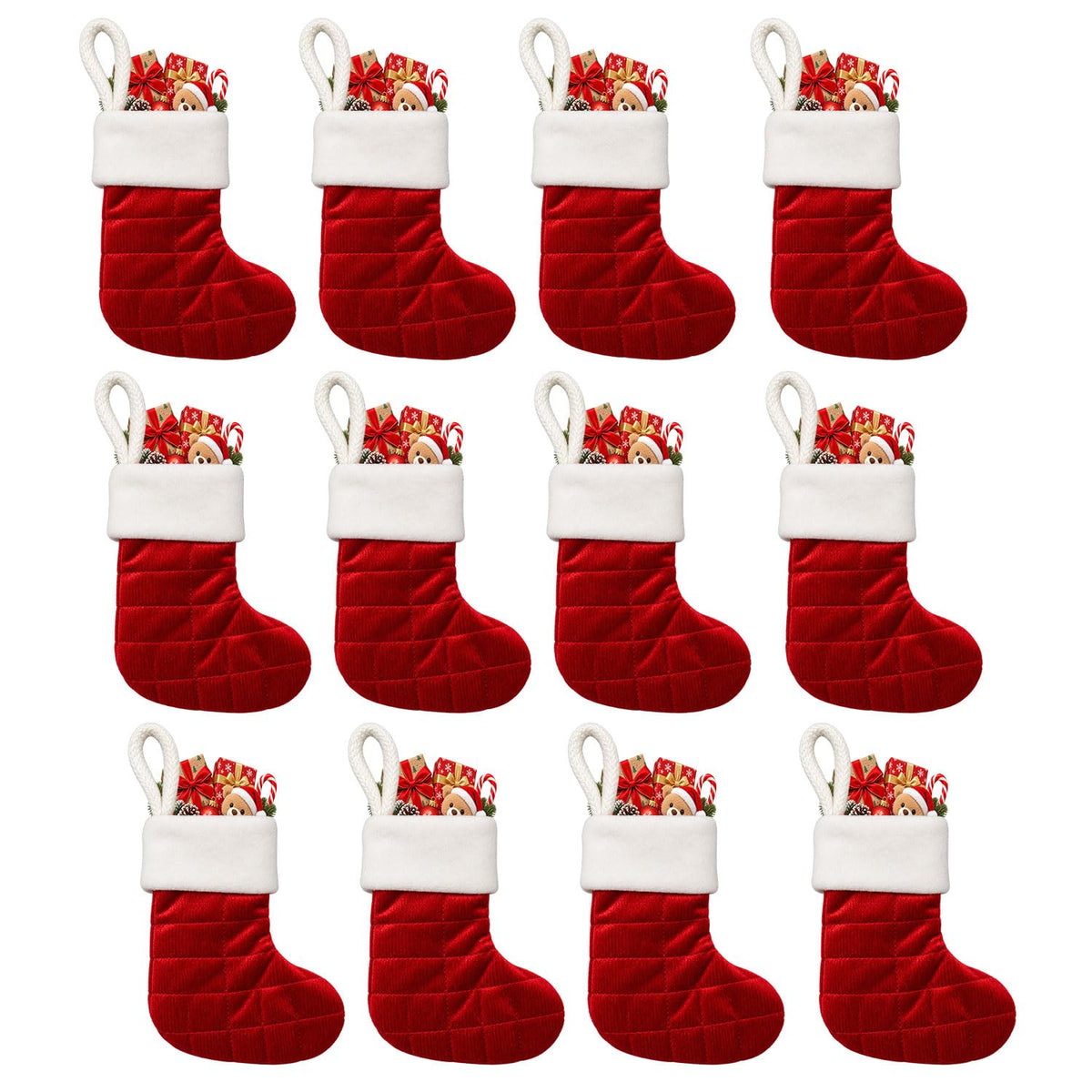 6 Pack Christmas Stockings18 Large Red Plush Christmas Stockings with White Faux Fur Cuff, Soft Thick Xmas Hanging Stockings for Fireplace Mantel, Family Holiday Decorations