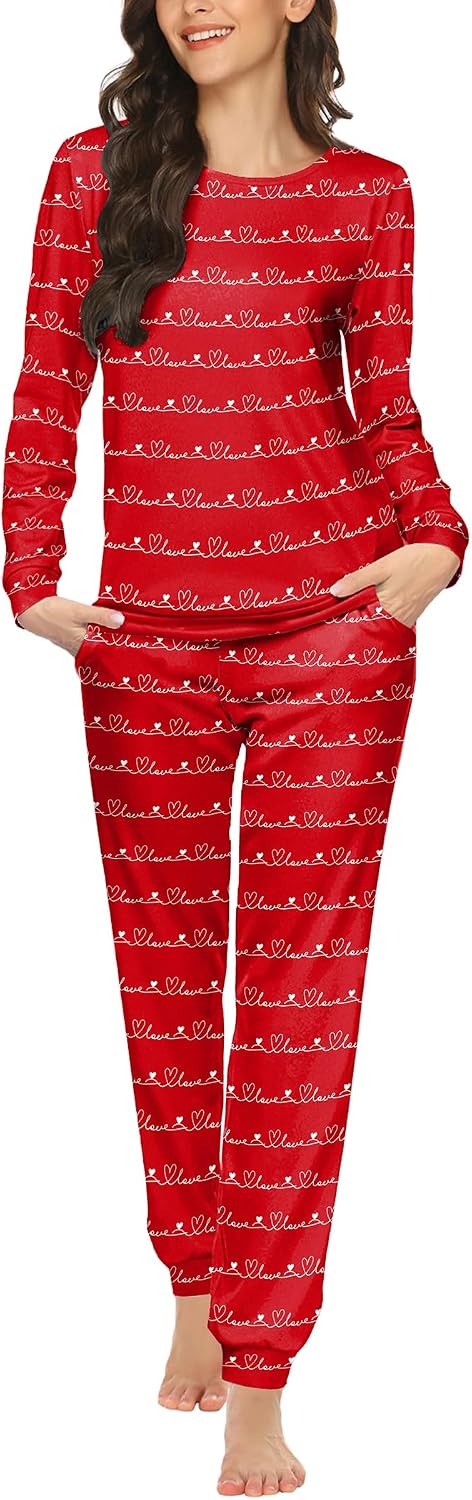 Ekouaer Womens Jogger Pajama Sets Long Sleeve Sleepwear Lounge Sets XS-XXL