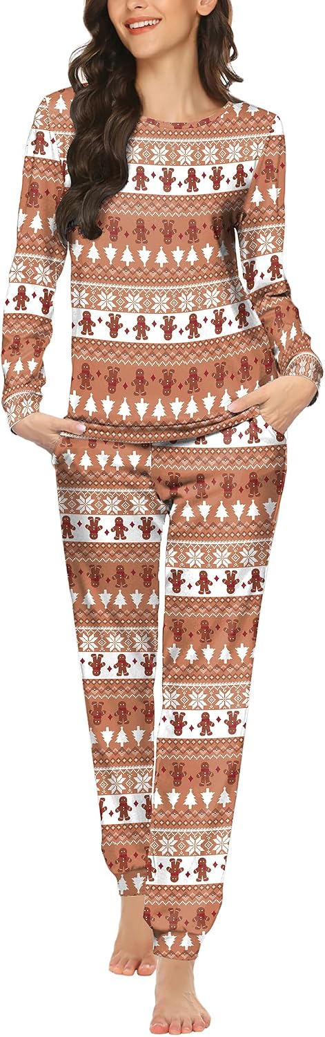 Ekouaer Womens Jogger Pajama Sets Long Sleeve Sleepwear Lounge Sets XS-XXL