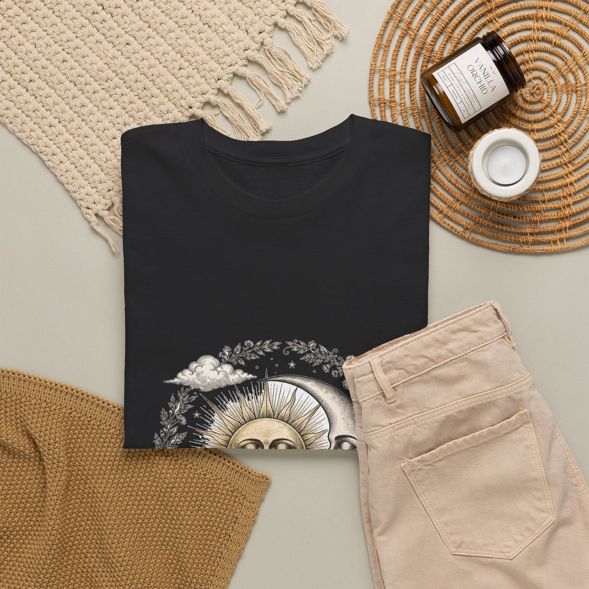 Vintage Celestial Sun and Moon T-Shirt | Boho Mystical Tee