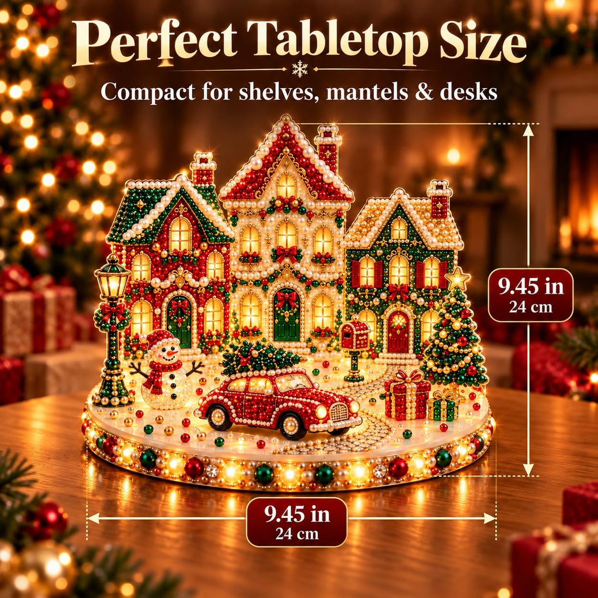 DIY Diamond Painting Christmas Ice Castle Light-Up Tabletop Decor for Adult
