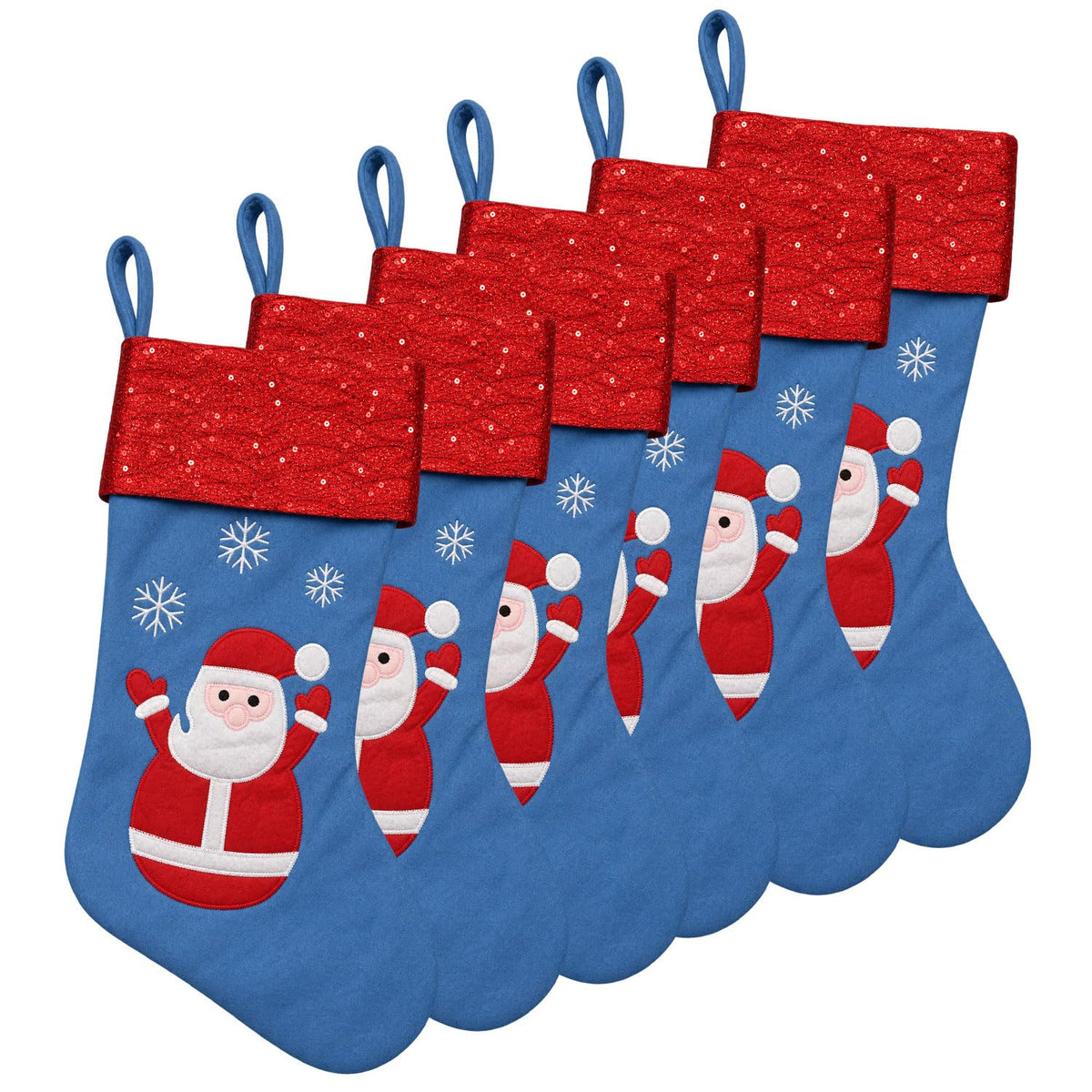 6 Pack Christmas Stockings18 Large Red Plush Christmas Stockings with White Faux Fur Cuff, Soft Thick Xmas Hanging Stockings for Fireplace Mantel, Family Holiday Decorations