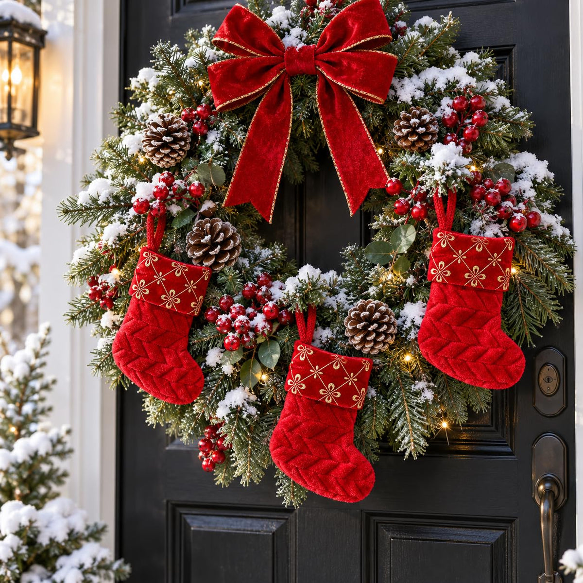 6 Pack Christmas Stockings18 Large Red Plush Christmas Stockings with White Faux Fur Cuff, Soft Thick Xmas Hanging Stockings for Fireplace Mantel, Family Holiday Decorations