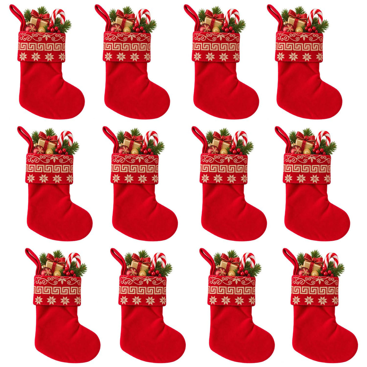 6 Pack Christmas Stockings18 Large Red Plush Christmas Stockings with White Faux Fur Cuff, Soft Thick Xmas Hanging Stockings for Fireplace Mantel, Family Holiday Decorations