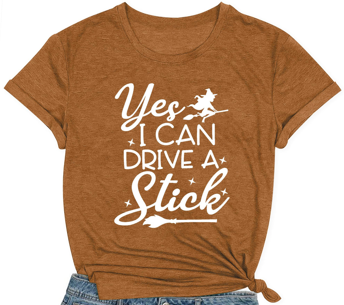 Women Halloween Shirt Why Yes I Can Drive A Stick Tshirt Halloween Witch Sarcastic Tee Tops