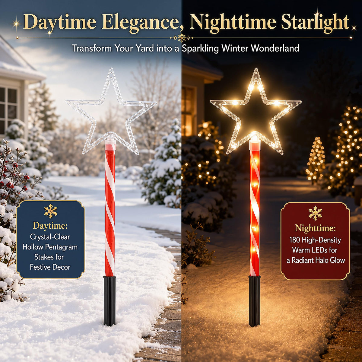 12 Pack 108 LEDs Candy Cane Pathway Lights w/ 8-Mode Lighting