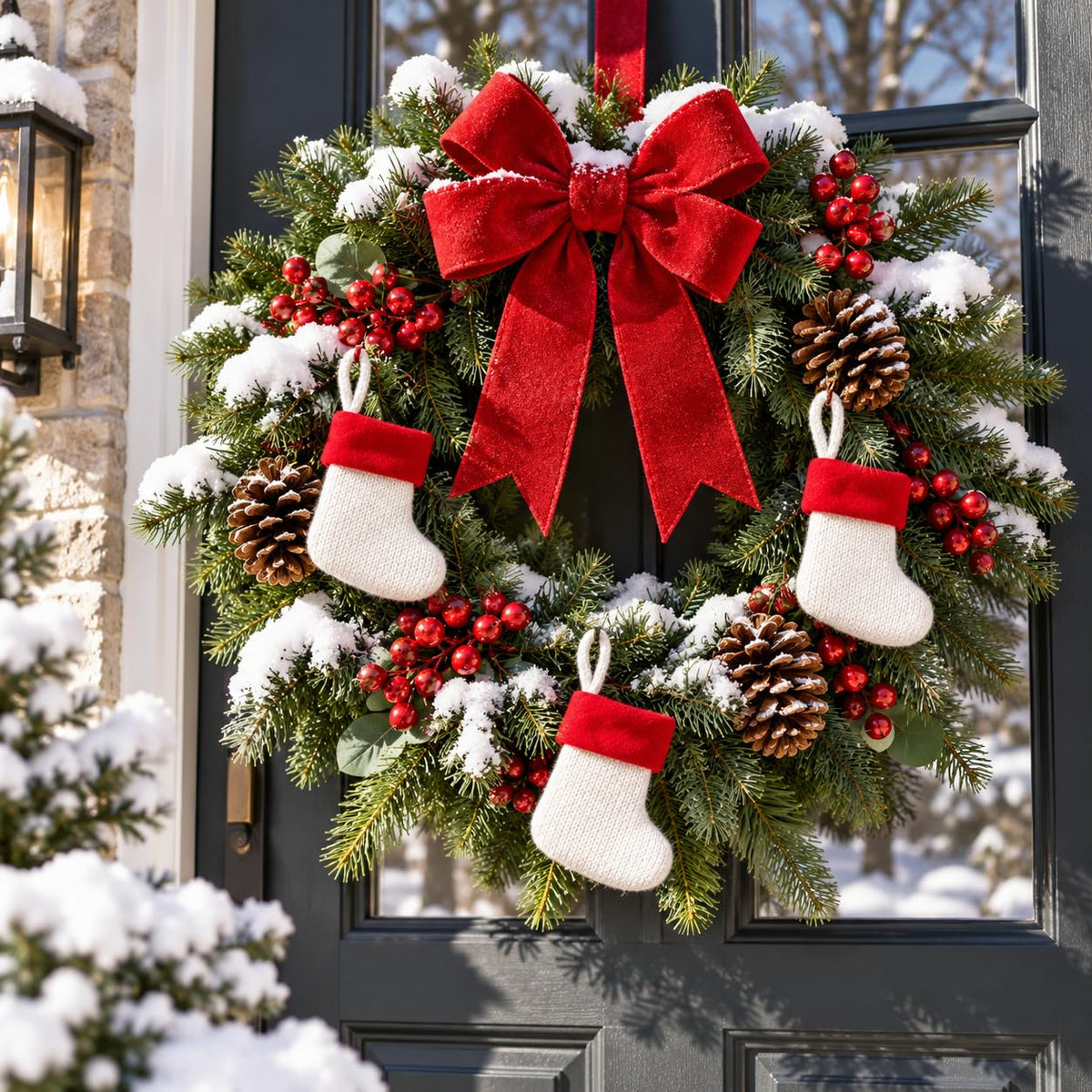 6 Pack Christmas Stockings18 Large Red Plush Christmas Stockings with White Faux Fur Cuff, Soft Thick Xmas Hanging Stockings for Fireplace Mantel, Family Holiday Decorations